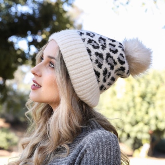 Leopard Print Fuzzy Faux Fur Beanie - Picture 7 of 8